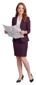 Erin Calder reading a transit map