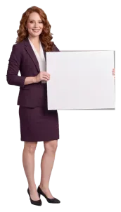 Erin Calder holding a sign: Open now?