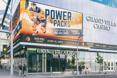 The Grand Villa Casino entrance on 104 Avenue in the ICE District